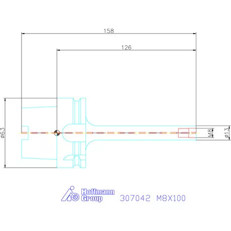 Garant Szerszámbefogó becsavarozható maróhoz menettel Hengeres alakú M8X100