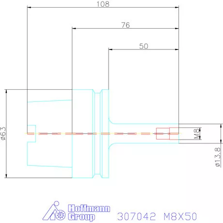 Garant Szerszámbefogó becsavarozható maróhoz menettel Hengeres alakú M8X50