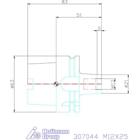 Garant Szerszámbefogó becsavarozható maróhoz menettel Kúpos alak M12X25