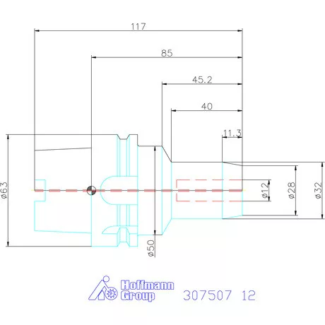 Holex Hidroplasztikus szerszámtartó BASIC rövid, karcsú 12 mm