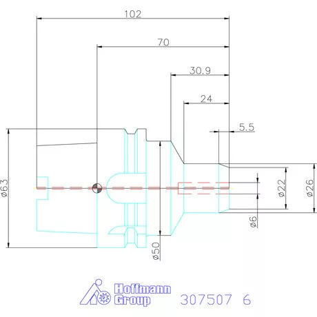 Holex Hidroplasztikus szerszámtartó BASIC rövid, karcsú 6 mm