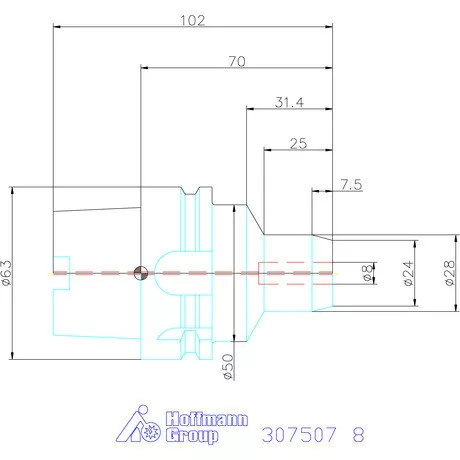 Holex Hidroplasztikus szerszámtartó BASIC rövid, karcsú 8 mm