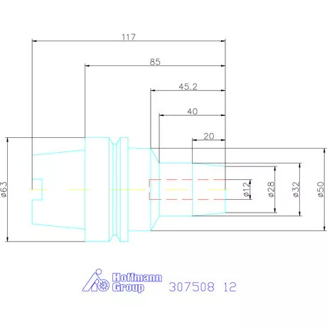 Wte Hidroplasztikus szerszámbefogó rövid, karcsú 12 mm