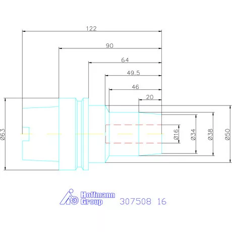 Wte Hidroplasztikus szerszámbefogó rövid, karcsú 16 mm