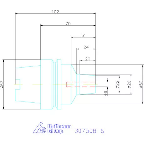Wte Hidroplasztikus szerszámbefogó rövid, karcsú 6 mm