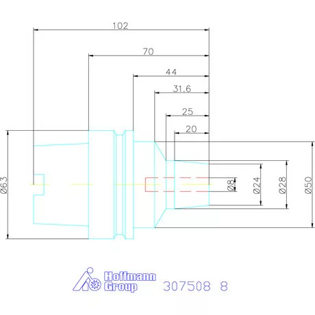 Wte Hidroplasztikus szerszámbefogó rövid, karcsú 8 mm