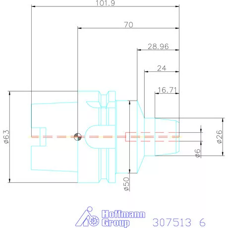 Garant Hidroplasztikus szerszámtartó BASIC rövid, karcsú 6 mm