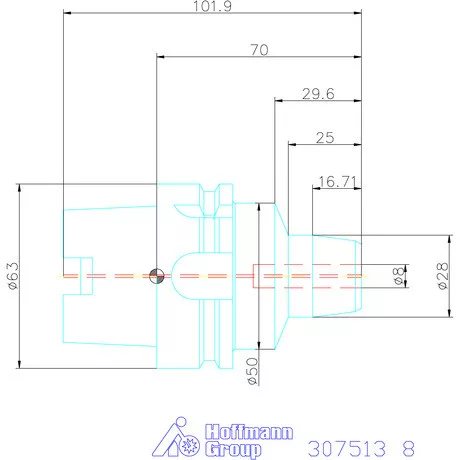 Garant Hidroplasztikus szerszámtartó BASIC rövid, karcsú 8 mm