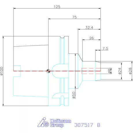 Holex Hidroplasztikus szerszámtartó BASIC rövid, karcsú 8 mm