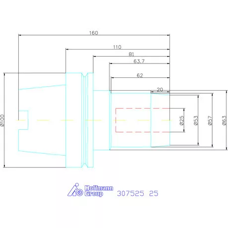 Wte Hidroplasztikus szerszámbefogó rövid, karcsú 25 mm