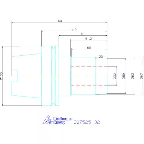 Wte Hidroplasztikus szerszámbefogó rövid, karcsú 32 mm