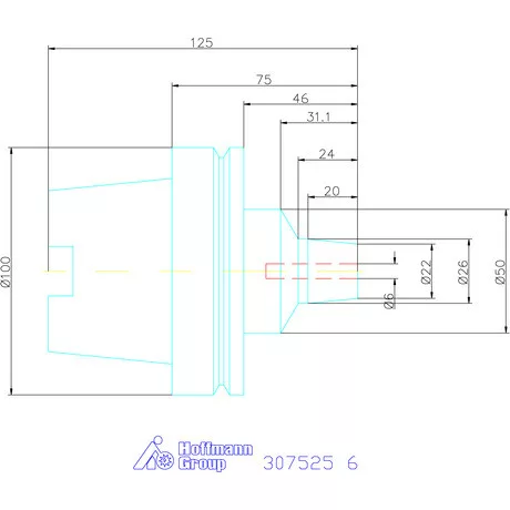 Wte Hidroplasztikus szerszámbefogó rövid, karcsú 6 mm