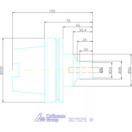 Wte Hidroplasztikus szerszámbefogó rövid, karcsú 8 mm