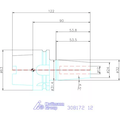 Garant Zsugorbefogó 4 hűtőcsatorna furattal, nikkelezett 12 mm