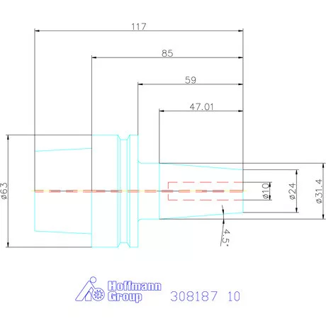 Garant Zsugorbefogó hűtőcsatorna furattal 10 mm
