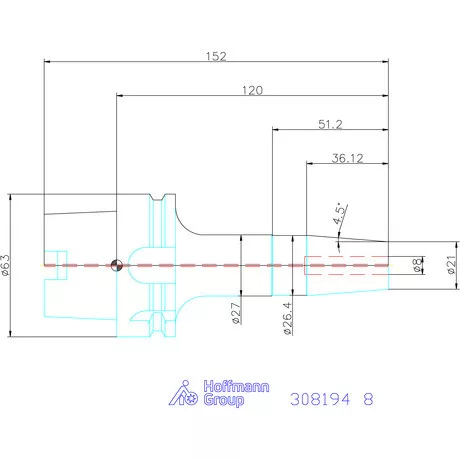 Garant Zsugorbefogó 4 hűtőcsatorna furattal, nikkelezett 8 mm