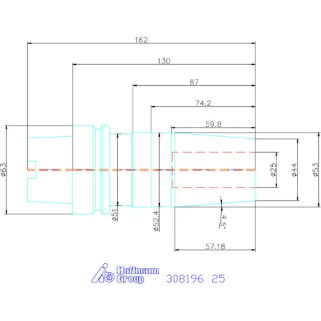 Garant Zsugorbefogó hűtőcsatorna furattal 25 mm
