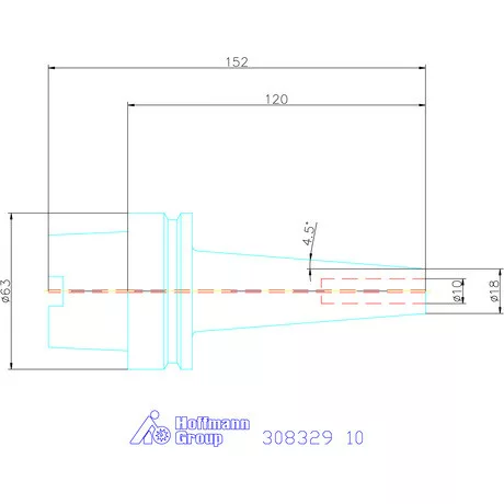 Garant Zsugorbefogó, karcsú, hosszú 4°30′, hűtőcsatorna furatokkal 10 mm