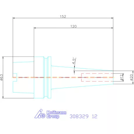 Garant Zsugorbefogó, karcsú, hosszú 4°30′, hűtőcsatorna furatokkal 12 mm