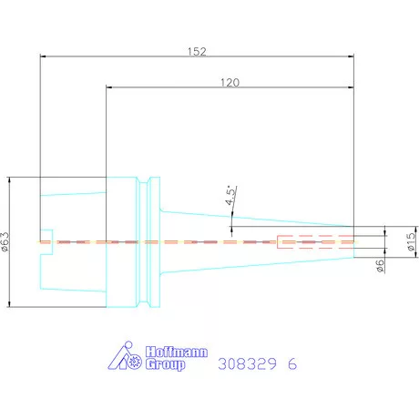 Garant Zsugorbefogó, karcsú, hosszú 4°30′, hűtőcsatorna furatokkal 6 mm