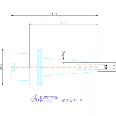 Garant Zsugorbefogó, karcsú, hosszú 4°30′, hűtőcsatorna furatokkal 8 mm