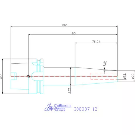 Garant Zsugorbefogó, karcsú, hosszú 4°30′, hűtőcsatorna furatokkal 12 mm