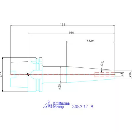 Garant Zsugorbefogó, karcsú, hosszú 4°30′, hűtőcsatorna furatokkal 8 mm