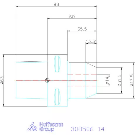 Garant Menesztőlapos befogó hűtőcsatorna furatokkal 14 mm