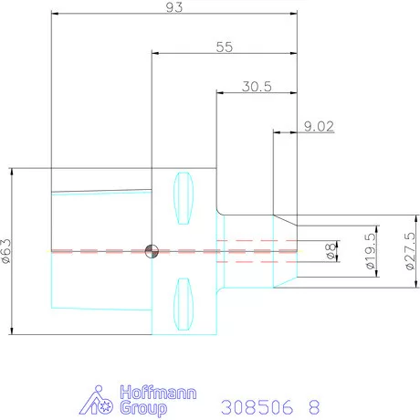 Garant Menesztőlapos befogó hűtőcsatorna furatokkal 8 mm