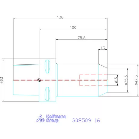 Garant Menesztőlapos befogó hűtőcsatorna furatokkal 16 mm