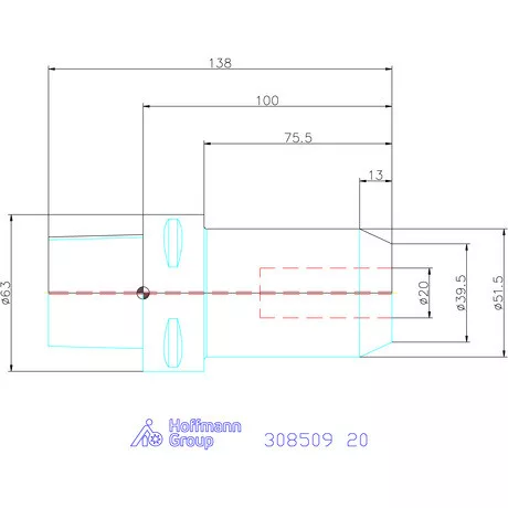 Garant Menesztőlapos befogó hűtőcsatorna furatokkal 20 mm