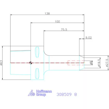 Garant Menesztőlapos befogó hűtőcsatorna furatokkal 8 mm