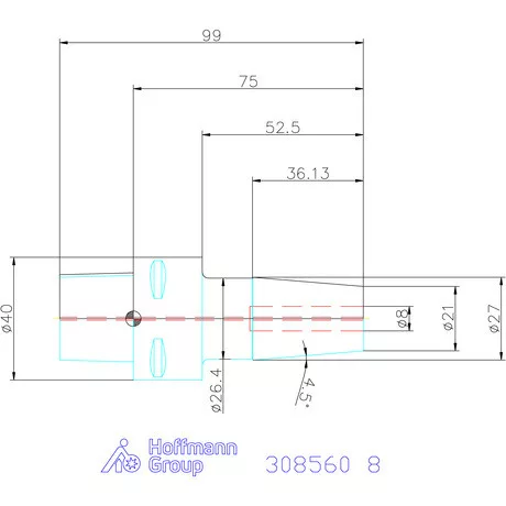 Garant Zsugorbefogó hűtőcsatorna furattal 8 mm