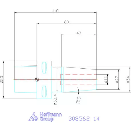 Garant Zsugorbefogó hűtőcsatorna furattal 14 mm