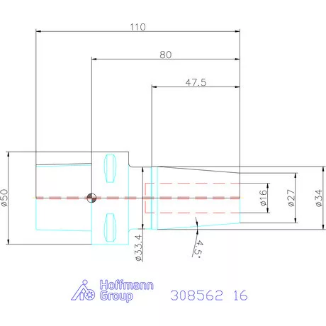 Garant Zsugorbefogó hűtőcsatorna furattal 16 mm