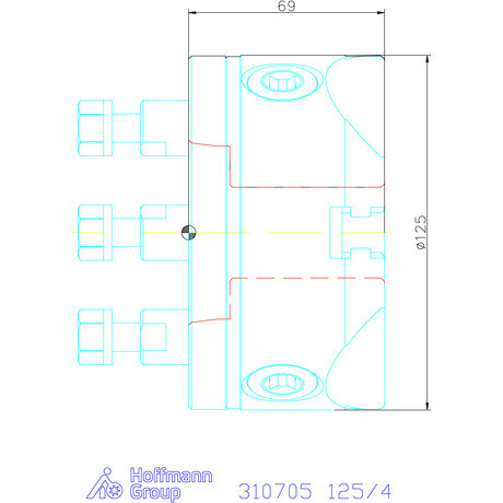 Röhm Hárompofás esztergatokmány,acél rövidkúpos felfogással 125/4 mm