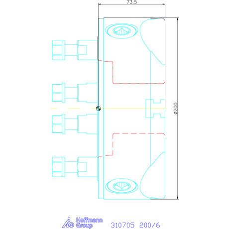 Röhm Hárompofás esztergatokmány,acél rövidkúpos felfogással 200/6 mm