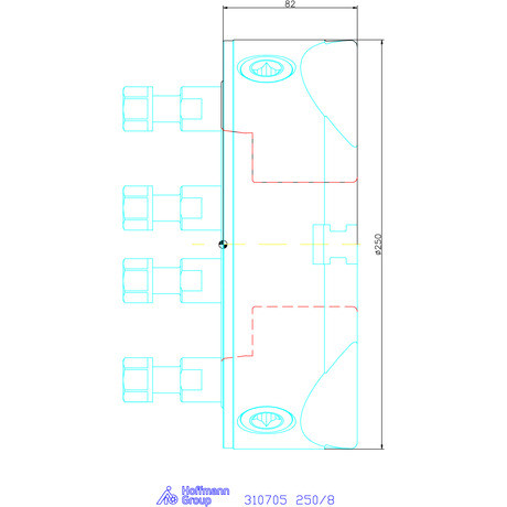Röhm Hárompofás esztergatokmány,acél rövidkúpos felfogással 250/8 mm