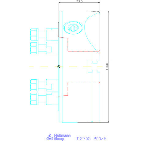 Röhm Négypofás esztergatokmány, acél rövidkúpos felfogással 200/6 mm