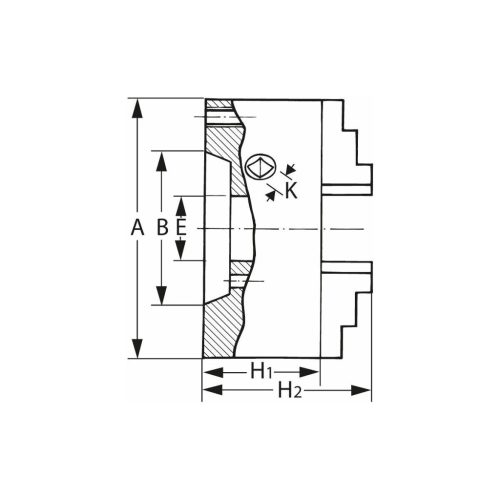 Röhm Négypofás esztergatokmány, acél rövidkúpos felfogással 250/6 mm