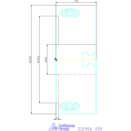 Holex Hárompofás esztergatokmány öntvény hengeres központosító befogóval 200 mm