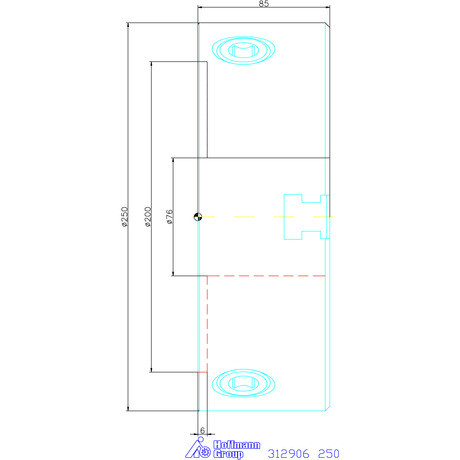 Holex Hárompofás esztergatokmány öntvény hengeres központosító befogóval 250 mm
