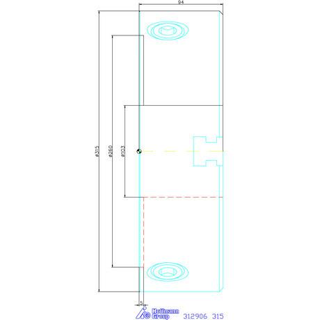 Holex Hárompofás esztergatokmány öntvény hengeres központosító befogóval 315 mm