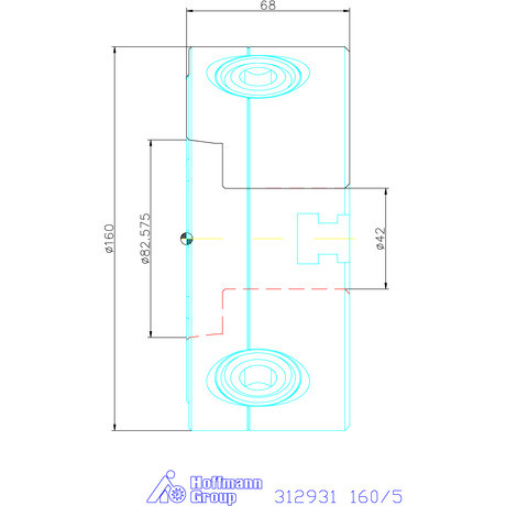 Holex Hárompofás esztergatokmány,acél rövidkúpos felfogással 160/5 mm