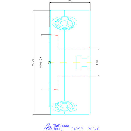 Holex Hárompofás esztergatokmány,acél rövidkúpos felfogással 200/6 mm