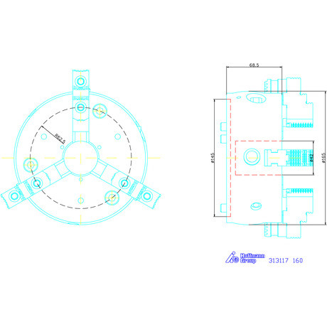 Schunk Ékrudas esztergatokmány ROTA-S-plus 2.0 alaptesttel és kemény felsőpofákkal 160