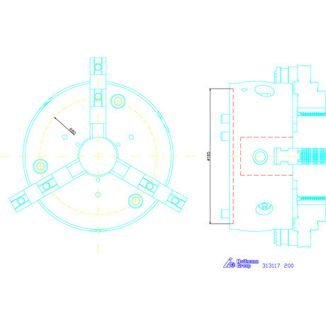 Schunk Ékrudas esztergatokmány ROTA-S-plus 2.0 alaptesttel és kemény felsőpofákkal 200