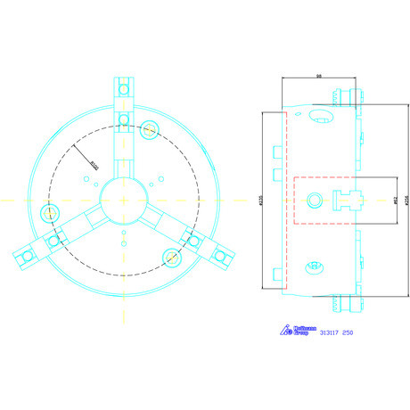 Schunk Ékrudas esztergatokmány ROTA-S-plus 2.0 alaptesttel és kemény felsőpofákkal 250