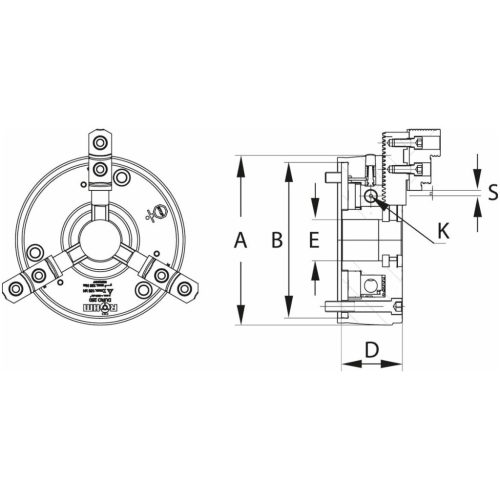 Röhm Ékrudas esztergatokmány alaptesttel és kemény felsőpofákkal 250