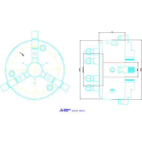 Schunk Ékrudas esztergatokmány ROTA-S 2.0 rövidkúppal és osztás nélküli lépcsős pofák 250/8